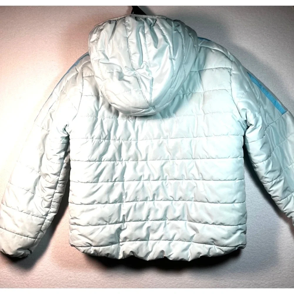 Adidas Light Blue Ski Jacket Fleece Lined Waterproof Hooded Winter Coat GIRL 7/8